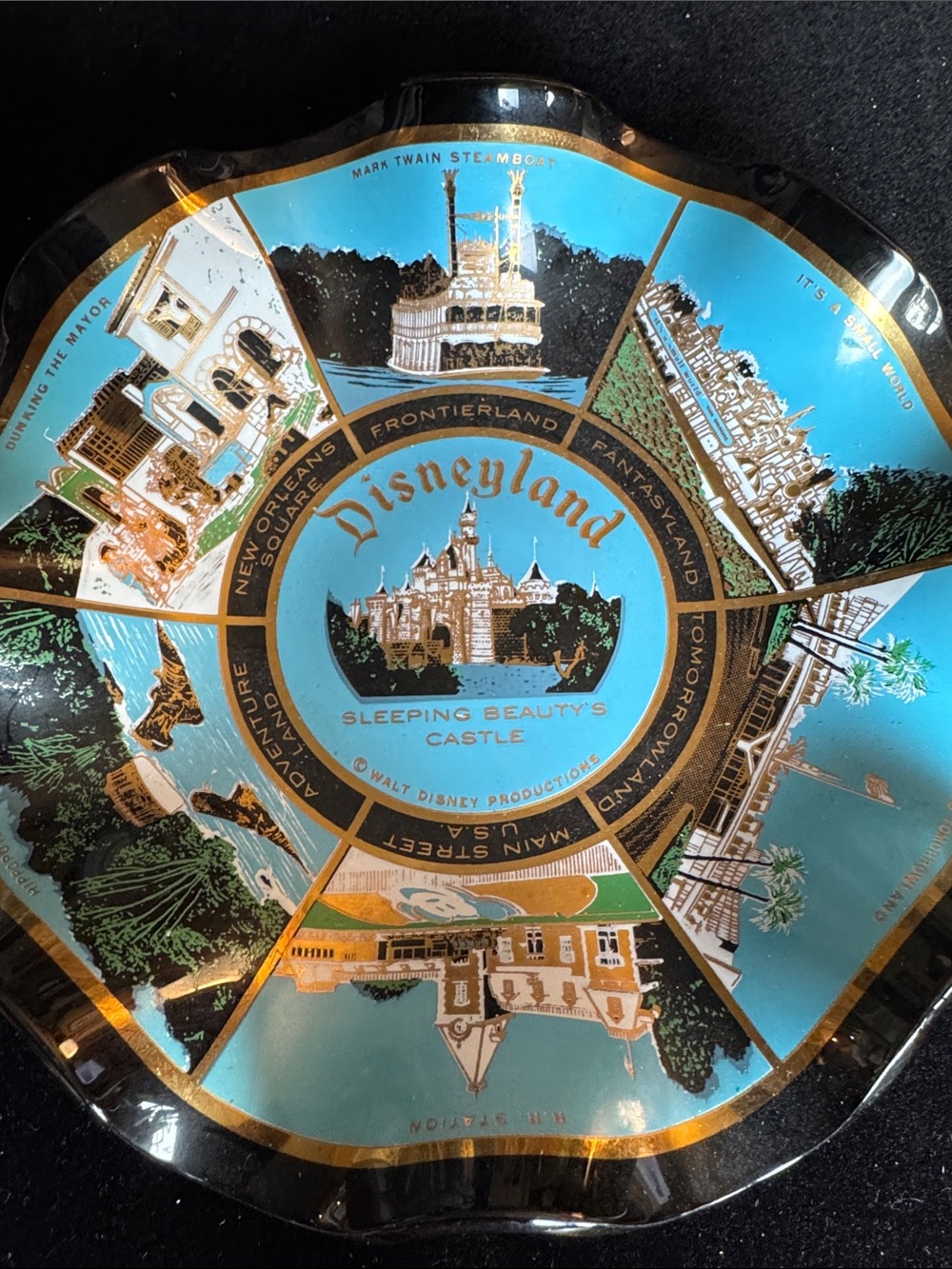 Disneyland Blue and Gold Sleeping Beauty Castle Decorative Collector Tray
